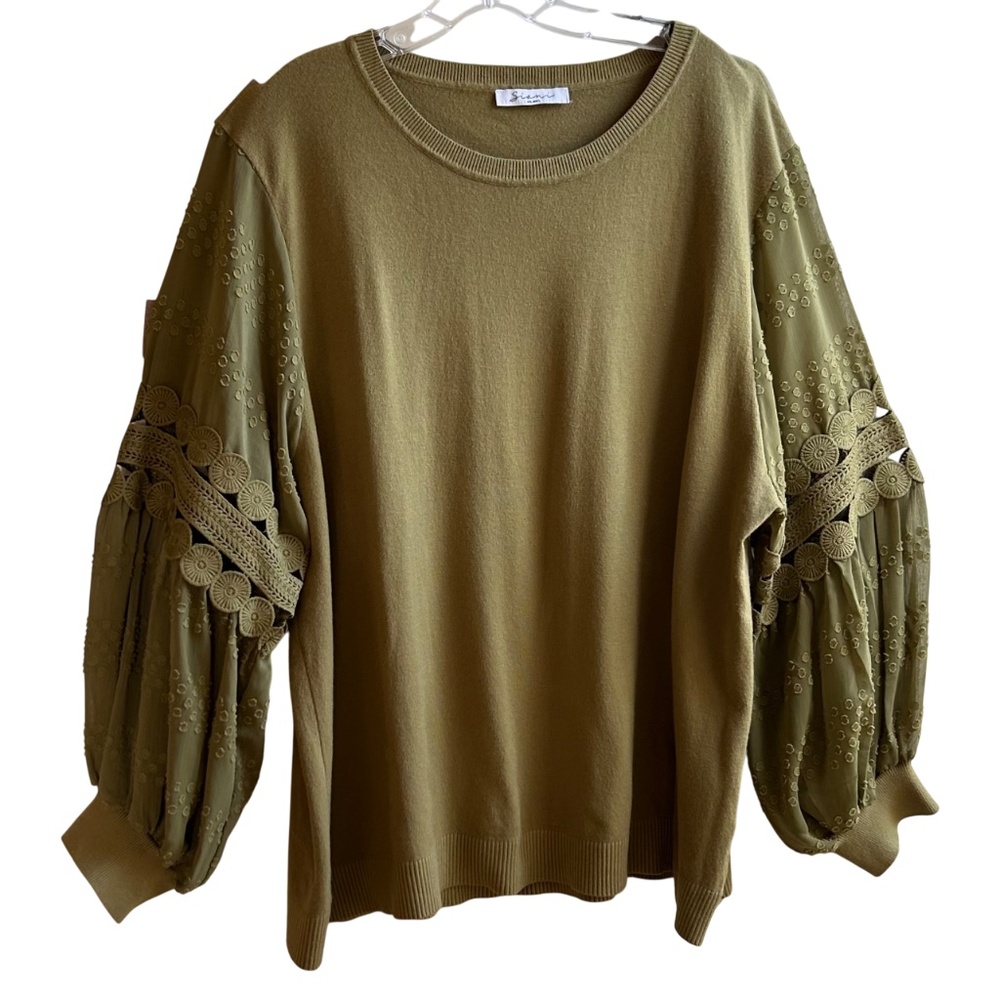 Siani Milano Crew Neck Sweater with Specialty Sleeves XXL